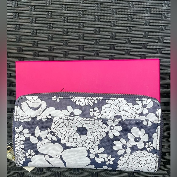 Floral Wallet,Trina Turk Blue and White Floral Wallet - Picture 1 of 10